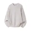 Suéter Hanlu Minimalista Color Sólido Cuello Redondo Estilo Old Money para Hombre, Holgado Casual Versátil Tejido Vintage para Otoño e Invierno