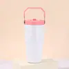 Taza de hielo minimalista transfronteriza de sublimación de 20 oz, taza portátil para coche para exteriores con pajita antibacteriana y asa, taza aislada