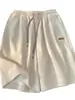 Novos Shorts Casuais de Seda de Gelo Secagem Rápida 2025 para Homens, Verão Finos Soltos Caimento Tendência Logo Bordado Retos Cinco Pontos
