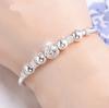 Joyería plateada pulsera de cuentas redondas de nueve vueltas plata blanca plateada pulsera de cuentas redondas pequeñas joyería de bola exquisita para mujer