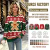 Camiseta con Estampado de Suéter Navideño de Hombre de Jengibre Transfronterizo Cuello Redondo Pulóver Estampado Digital Prenda para Fiesta Navideña