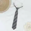 Corbata de Lazo Perezoso Rayada Roja y Dorada, No Necesita Atarse, Corbata Estilo Uniforme Escolar Japonés para Mujeres, Foto de Graduación, Corbata de Uniforme Académico Marrón para Hombre