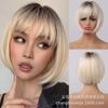 Peruca feminina transfronteiriça, rede vermelha, franja elegante, preta, clavícula, ombro, cabelo curto e liso, venda direta da fábrica, perucas quentes