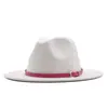 Sombrero de Sol para Exteriores Clásico Fieltro Fedora Ala Ancha Moda Sombrero Jazz con Hebilla de Cinturón