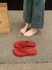 Versión de Piel de Oveja ~ 2025 Chanclas Planas Francesas de Nicho Chanclas de Moda Pequeñas para Mujer