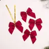 Decoraciones de lazo de poliéster navideño transfronterizo Lazo atado con alambre de borde dorado DIY Colgante decorativo para corona de árbol de Navidad