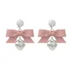 Pendientes de Lazo Rosa Dulce de Principios de Primavera para Mujer, Pendientes Únicos con un Toque de Lujo Ligero y de Alta Gama, de Nicho y Versátiles, Accesorios para Orejas Extremadamente Hermosos