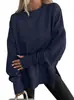 Sudadera holgada transfronteriza europea y americana Amazon TEMU con aberturas laterales, patchwork, cuello redondo, mangas cortas y mangas murciélago