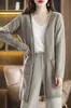 Cardigan de Lana 100% para Mujer, Estilo Coreano, Cuello en V, Borde Enrollado, Color Sólido Simple, Largo Medio, Holgado, Casual, Nuevo Estilo Primavera 2026