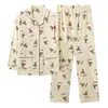 Pijama de lactancia para mujer, estilo primavera y otoño, conjunto de ropa para el hogar postparto otoño e invierno, manga larga, 100% algodón