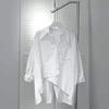 Coreia do Sul Dongdaemun 2023 Primavera e Outono Novo Estilo Coreano Fino Solto Costas Divididas Manga Longa Camisa Irregular Feminina Na Moda