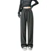 Calça de Sarja Espinha de Peixe Perna Reta Feminina Outono Inverno 2026 Novo Estilo Aveludada Grossa Lã Wide Leg Cintura Alta Emagrecimento Caimento Calça Longa