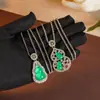 Colar Imitação de Jade Novo Chinoiserie Pingente Verde Corrente Longa para Suéter Colar Elegante de Alta Qualidade Que Não Desbota Acessórios de Vestuário