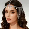 Joias Transfronteiriças Europeias e Americanas Corrente Personalizada Boêmia com Pingente de Franja Corrente com Pedra de Zircônio Imitação Estilo Exótico Corrente de Cabelo Sexy Acessórios de Cabelo
