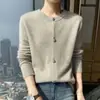 Nuevo suéter cárdigan de cachemira para otoño e invierno para mujer, cuello redondo, elegante y versátil, moderno abrigo de lana
