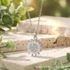 Pendente Giratório de Design Criativo Flor Bauhinia Zircônia Rosa Cobre Colar Feminino Super Brilhante Estilo Palácio Francês Flor de Cinco Pétalas