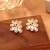Pendientes de Zirconia Exquisitos de Nicho Ultra Brillantes, Lujo Ligero, Moda de Alta Gama, Pendientes Versátiles, Pendientes de Flor Gota de Agua para Mujer