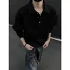 Sudadera Cleanfit con Cuello Henry para Hombre, Camisa Polo Retro Americana de Primavera y Otoño, Top Holgado Elegante y Moderno de Manga Larga