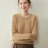 Baicai Rong Novo Estilo Outono/Inverno Tricô de Ponto Trançado Gola Redonda Caxemira Feminino Simples Fashionável Tendência Suéter Manga Longa Tricô Camada de Base