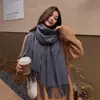 Nuevo Bufanda de Borlas de Imitación Cachemir de Venta Caliente para Otoño e Invierno Color Sólido Versátil Gruesa Bufanda para Mujer de Otoño e Invierno Color Sólido Venta al por Mayor