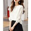 Camiseta de Manga Larga Hueca con Cuello Redondo para Mujer 2025 Primavera Nueva Holgada Camiseta Básica para Mujer Pulóver Adelgazante Top de Moda