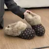 Zapatos de Peluche Birkenstock para Mujer 2026 Estilo Nuevo Invierno Suela Gruesa Aumentan la Altura Punta Cerrada Medias Pantuflas Zapatos de Algodón Slip-on Mulas Perezosas
