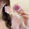 Pinza para el cabello con forma de rosa, pinza para flequillo con sensación avanzada, pinza para el cabello rota frontal, pinza para el pelo de pico de pato, tocado, accesorios para el cabello con flores de alto valor de color