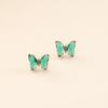 Pendientes de botón de mariposa de plata de ley 925 con circonita de varios colores para mujer, pendientes creativos E278