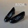 Versión de charol~Aumento interior invisible de 7CM Zapatos de tacón grueso con lazo francés para mujer 2026 primavera nuevos Zapatos Mary Jane