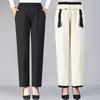 Pantalones gruesos con forro polar para mujeres de mediana edad y mayores, pantalones holgados, rectos y cálidos para madres, pantalones de algodón de lana de cordero de cintura alta para señoras mayores