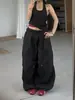 Ropa de trabajo estilo americano retro pierna ancha para mujer verano fino secado rápido paracaídas estilo americano deportivo casual recto pantalones modernos