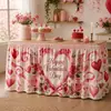 Saia de Mesa Coração com Rosas para Dia dos Namorados Transfronteiriça Avental de Mesa para Festa em Poliéster Estampado Fornecimento Transfronteiriço