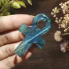 Labradorita natural de alto brillo pequeña margarita girasol Ankh pieza tallada piedra en bruto piedra lunar accesorio DIY colgante