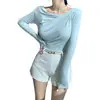 Comercio Exterior Mujer Coreano Primavera y Otoño Sexy Top de un Hombro Camiseta de Manga Larga Plisada Mujer Ajustado Camiseta Básica Ropa Interior