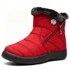 Botas de nieve talla grande, botas de nieve cálidas de invierno para mujer, botas de algodón impermeables para exteriores con cremallera lateral para mujer, talla 46