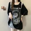 Camiseta de Manga Corta de Hombros Descubiertos de Longitud Media Talla Grande para Mujer, Nuevo Estilo de Verano, Corte Holgado, Diseño Favorecedor, Top Juvenil y Brillante