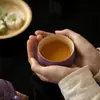 Taza Maestra de Cerámica para el Hogar del Horno Ru Morado de las Dinastías Tang y Song, Juego de Té Kung Fu, Taza de Té Zen, Taza Individual con Esmalte Agrietado, Taza de Cata, Taza
