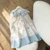Vestido sin mangas para niña con diseño de cachorro de dibujos animados en bloques de color, estilo verano 2026, cuello de muñeca, lindo vestido de algodón para bebé para usar como prenda exterior