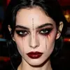 Adesivos de Tatuagem de Halloween Estilo Gótico Escuro Galhos Rachados Espinhos Texto Misterioso Adesivos de Rosto Preto Vermelho Coloridos