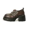 Novos Mocassins Versáteis de Solado Grosso, Sapatos Mary Jane, Estilo Britânico Retrô, Sapatos Pequenos de Couro para Aumentar a Altura para Mulheres - Outono e Inverno 2025