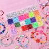 Conjunto de 24 cuentas de arroz de vidrio en cuadrícula, venta al por mayor, para hacer pulseras de joyería hechas a mano, con cuentas para punto de cruz.