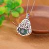 Um Veado Prata S999 Pé Prata Jade Azul Água Retro Guofeng Ovo de Maitreya Macarrão Pendant Moeda Lótus Buda Pendant