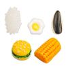 Simulação de alimentos sementes de melão milho arroz hambúrguer DIY semiacabado resina acessórios atacado furo sapatos material do sapato