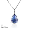 Pingente de Cristal Natural em Forma de Gota d'Água Transfronteiriço com Corrente de Clavícula de Cobre Cravejada de Diamantes, Colar de Cristal de Ametista Natural em Forma de Gota d'Água