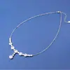 Versión Japonesa y Coreana de Collar de Moda de Lujo Ligero de Gama Alta con Forma de Gota de Agua Incrustada de Diamantes