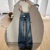 Jeans Acampanados de Corte Holgado Estilo Americano para Mujer, Nuevo Estilo de Verano, Tallas Grandes, Tiro Bajo, Cubre Cadera, Pantalones Rectos de Pierna Ancha Adelgazantes