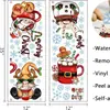 Pegatina de Pared para Taza de Chocolate Caliente Navideño de Dibujos Animados Hombre de Jengibre Copo de Nieve Inglés Autoadhesiva Pintura Decoración de Pared Pegatina
