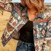 Nueva chaqueta vaquera corta de algodón puro otoño e invierno impresión digital 3D personalidad moderna top ajustado mujer