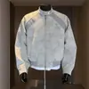 Chaqueta de aviador con cuello alto y tie-dye de otoño para hombre, marca elegante y moderna para hombres jóvenes, nueva chaqueta de cuero casual americana 2026 para hombre