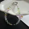 Estilo Ins Cadena de Cristal Rosa Flor Roja Cadena de Lujo con Cuentas Funda para Teléfono Colgante de Cadena Encanto para Bolsa de Llaves de Coche